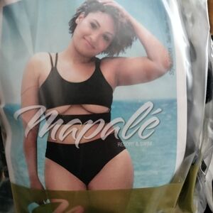 Sexy Mapale 2 Piece Bikini Black Cutout Swimsuit Bathing Suit Plus 1x2x